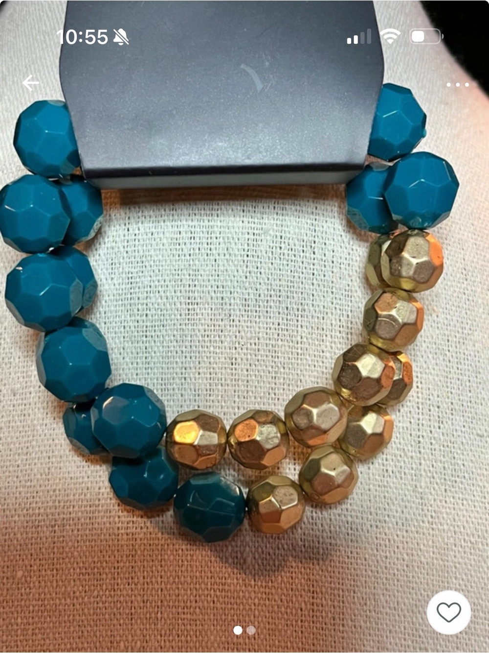 Paparazzi Gold and Teal Faceted Bead Stretch Bracelet - Women Jewelry
